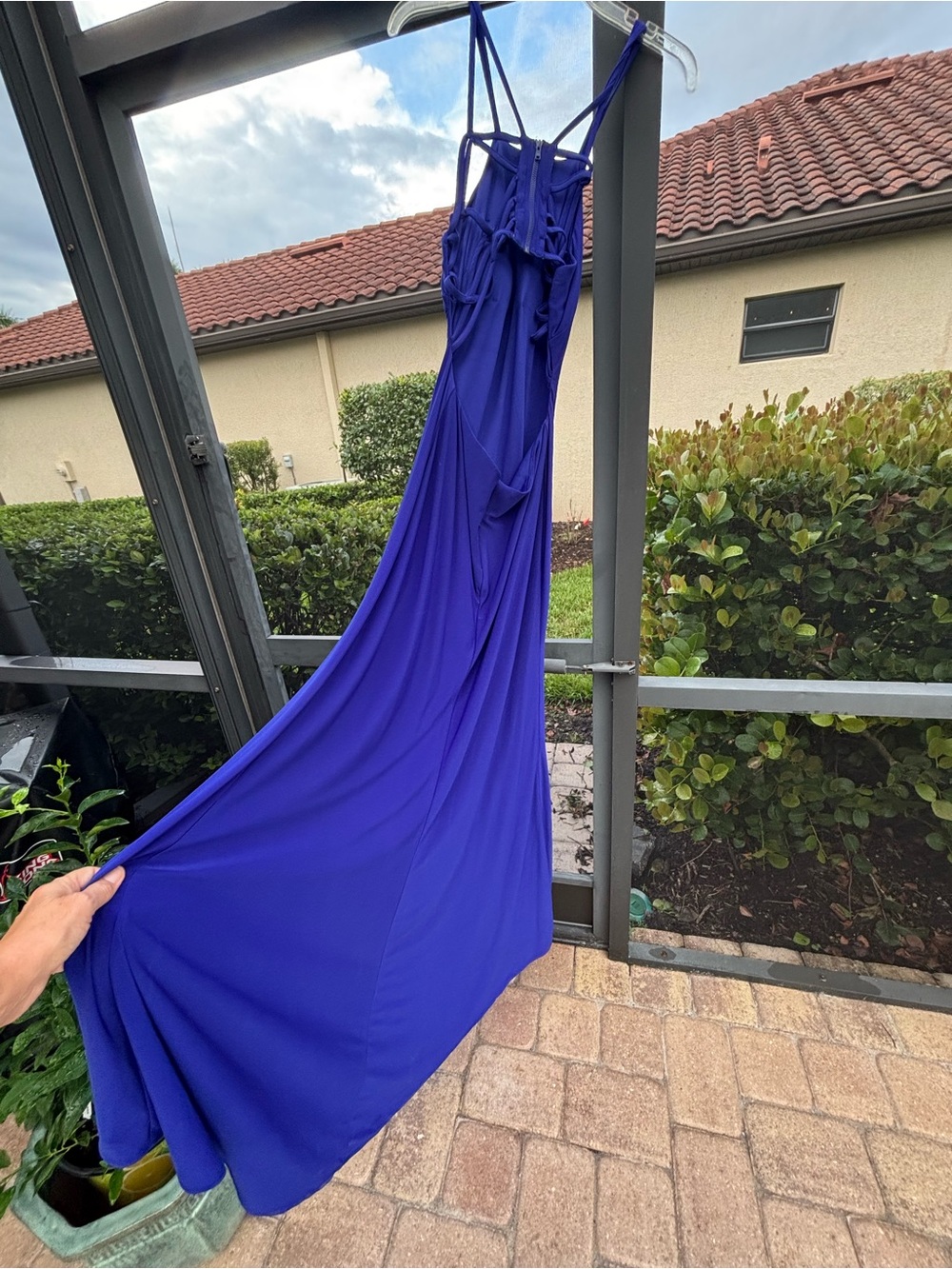Morgan & Co. Royal Blue Halter Dress with Lace-Up Back Prom / Homecoming - Picture 4 of 5